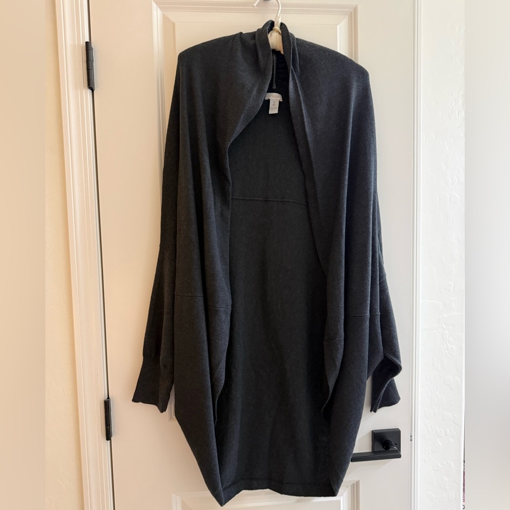 Chicos cozy long length open front cocoon cardigan sweater